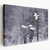 Elegant stretched canvas wall art featuring a graceful crane design in soft pastel colors, ideal for enhancing modern home decor and creating a serene atmosphere.