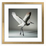 Elegant gold-framed wall art featuring a graceful crane design, set against a soft mat background, perfect for enhancing modern decor and adding a touch of sophistication.