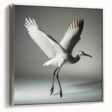 Elegant silver-framed wall art featuring a crane design on canvas, showcasing intricate details and vibrant colors, perfect for enhancing any modern decor.