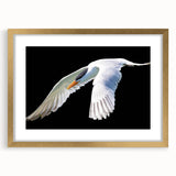 Elegant gold-framed wall art featuring a serene crane design, perfect for home decor. The artwork includes a mat for added dimension, enhancing its aesthetic appeal.