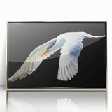 Framed acrylic wall art showcasing a stunning crane design in silver, perfect for modern decor, offering elegance and a touch of nature to any room.
