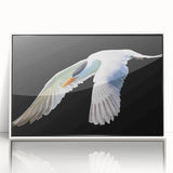 Framed acrylic wall art featuring a delicate crane design, set against a white background, perfect for modern home décor. Ideal for nature enthusiasts and art collectors.