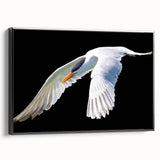 Framed wall art featuring an elegant crane design on a textured canvas, showcasing a black frame and side view, perfect for enhancing modern home decor.