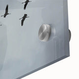 Close-up view of a stunning crane design wall art collection, showcasing vibrant colors and intricate details on acrylic glass, perfect for home decor.