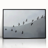 Framed acrylic wall art featuring an elegant crane design in black and white, perfect for modern decor. Ideal for enhancing living spaces with a touch of sophistication.