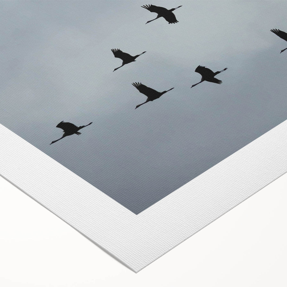 Elegant rolled canvas showcasing a vibrant crane design in a serene blue and gold color palette, perfect for enhancing modern home decor. The artwork evokes tranquility and sophistication, making it an ideal addition to living spaces or galleries.