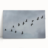 Stretched canvas wall art featuring a serene crane design in soft blue and white tones, perfect for enhancing modern home decor with nature-inspired elegance.