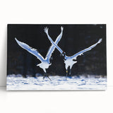 Elegant crane design wall art on stretched canvas, showcasing intricate details and soft colors, perfect for adding a serene touch to modern decor.