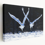 Elegant stretched canvas wall art depicting a graceful crane design in soft pastel colors, perfect for enhancing modern decor with a serene touch.