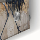 Close-up of a vibrant crane design wall art piece showcasing intricate details and colors, crafted on acrylic glass, perfect for modern home decor.