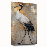 Elegant wall art featuring a crane design, crafted from acrylic glass, showcasing a sleek side view without pins. Ideal for modern home decor, this piece adds sophistication to any space.