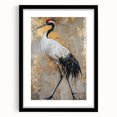 Framed wall art featuring an elegant crane design in black, showcasing intricate details and a modern aesthetic, perfect for enhancing home decor.