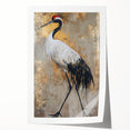 Elegant rolled print showcasing a crane design in vibrant colors, perfect for home decor. The artwork features intricate details and a textured finish, ideal for adding a touch of nature-inspired beauty to any space.