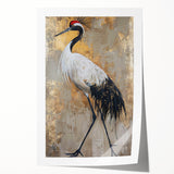 Elegant rolled print showcasing a crane design in vibrant colors, perfect for home decor. The artwork features intricate details and a textured finish, ideal for adding a touch of nature-inspired beauty to any space.