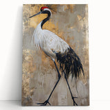 Elegant stretched canvas featuring a crane design in soft blue and white hues, perfect for adding a serene touch to modern home decor. Ideal for wall art enthusiasts.