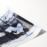 Elegant crane design wall art print showcasing intricate details and vibrant colors, rolled for easy shipping and ready for framing in home decor. Perfect for nature-inspired interiors.