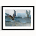 Elegant black-framed wall art showcasing a crane design, featuring intricate details and a contemporary mat. Ideal for modern home decor, adding sophistication and tranquility to any space.