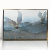 Framed wall art showcasing a stunning crane design in gold acrylic, featuring intricate details and a modern aesthetic, perfect for home decor.