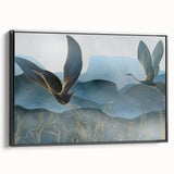 Framed wall art featuring a contemporary crane design on a black canvas, showcasing intricate details and elegant lines, perfect for modern home decor.