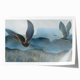 Elegant wall art featuring a crane design, showcasing intricate details in soft pastel colors, rolled and ready for display, perfect for home decor enthusiasts.