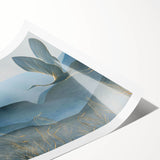 Elegant crane design wall art print showcasing detailed illustrations of cranes in a soft pastel palette, rolled and ready for framing to enhance home decor. This artwork adds a serene touch to any space, ideal for nature and bird enthusiasts.