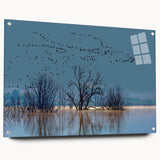 Elegant wall art featuring a crane design, displayed in an acrylic glass frame from the 18 Wall Art Collection, showcasing intricate details and vibrant colors. Ideal for enhancing modern decor with a touch of nature-inspired elegance.