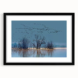 Framed wall art featuring an elegant crane design in black and white, showcasing intricate details and a sleek mat, perfect for modern home decor.