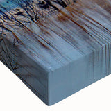 Close-up of a vibrant stretched canvas wall art featuring an elegant crane design in soft pastel colors, perfect for enhancing modern home decor with a touch of nature.