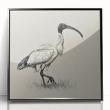 Framed wall art featuring a black crane design with intricate details, set in an elegant frame, perfect for modern home decor and artistic ambiance.