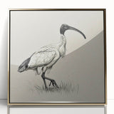 Framed wall art showcasing an elegant crane design with a gold-accented acrylic front, perfect for modern decor. Ideal for adding a touch of sophistication to any space.