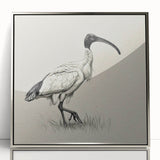 Framed wall art featuring a silver-accented crane design, showcasing elegant lines and detailed craftsmanship, ideal for modern home decor or artistic spaces.