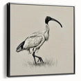 Framed canvas wall art showcasing an elegant crane design in black and white, perfect for modern decor. Side view highlights the sleek frame and craftsmanship.