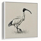 Framed wall art featuring an elegant crane design on a white canvas, showcasing intricate details and a modern aesthetic, perfect for home decor enhancement.