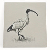Elegant wall art featuring a stunning crane design on stretched canvas, leaning against a neutral wall, perfect for contemporary home decor.
