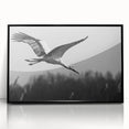 Framed wall art featuring an elegant crane design in black and white, showcasing intricate details and a modern aesthetic, perfect for contemporary home decor.