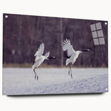 Elegant wall art display featuring a side view of a crane design on acrylic glass, showcasing intricate details and vibrant colors, ideal for modern decor.