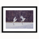 Elegant black-framed wall art showcasing a graceful crane design, featuring intricate details and a sophisticated mat, ideal for modern home decor.
