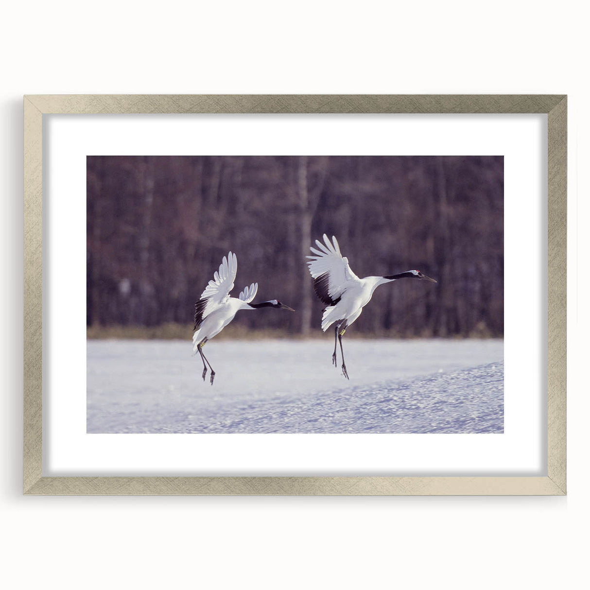 Elegant silver-framed wall art featuring a serene crane design with intricate details, perfect for enhancing home decor. Ideal for nature-themed interiors.