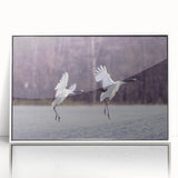 Framed wall art featuring a graceful crane design in a minimalist style, set against a white background, perfect for modern home decor.