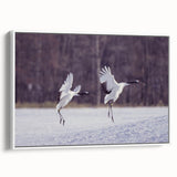 Framed canvas wall art showcasing a graceful white crane design, elegantly displayed from the side, perfect for enhancing modern home decor with nature-inspired elegance.