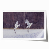 Elegant wall art featuring a graceful crane design in soft hues of blue and gold, rolled and ready for display. Ideal for adding a touch of nature-inspired decor to any space.