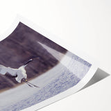 Elegant rolled print showcasing a crane design in vibrant colors, ideal for home decor; features intricate details and a textured finish, packaged securely in a cardboard tube for delivery.