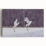 Stretched canvas wall art showcasing an elegant crane design, featuring soft pastel colors and intricate detailing, perfect for home decor enhancement.