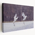 Stretched canvas wall art showcasing a graceful crane design in soft blue and beige tones, perfect for nature-inspired home decor. Ideal for enhancing living spaces.