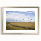 Elegant silver-framed wall art featuring a delicate crane design, showcasing intricate details and soft colors, perfect for enhancing modern home decor.