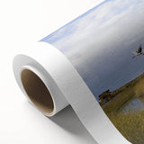 Elegant rolled canvas artwork showcasing a stunning crane design in intricate detail, perfect for enhancing home décor. Ideal for nature lovers and art enthusiasts.