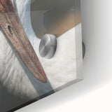 Close-up of a vibrant crane design wall art piece, showcasing intricate details and vivid colors on acrylic glass, perfect for enhancing modern decor.