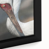 Framed canvas wall art featuring an elegant crane design in muted colors, showcasing intricate details and textures, perfect for modern home decor.