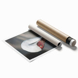 Elegant rolled print of a crane design wall art collection, showcasing intricate details and vibrant colors, perfect for home decor or art enthusiasts.