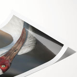 Elegant rolled print showcasing a delicate crane design, featuring soft pastel colors on a textured background, perfect for enhancing modern home decor.